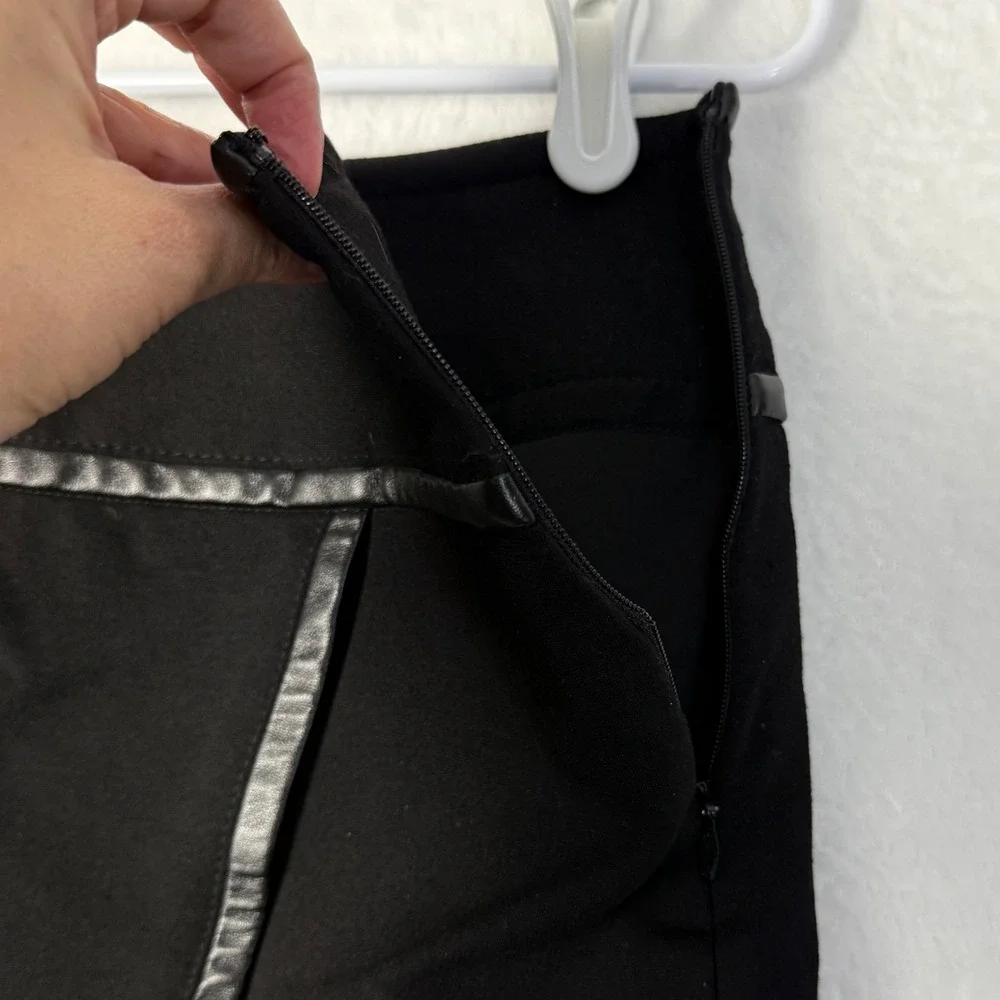 White House Black‎ Market Black Faux Leather Trim Wrap Mini Skirt Size 6